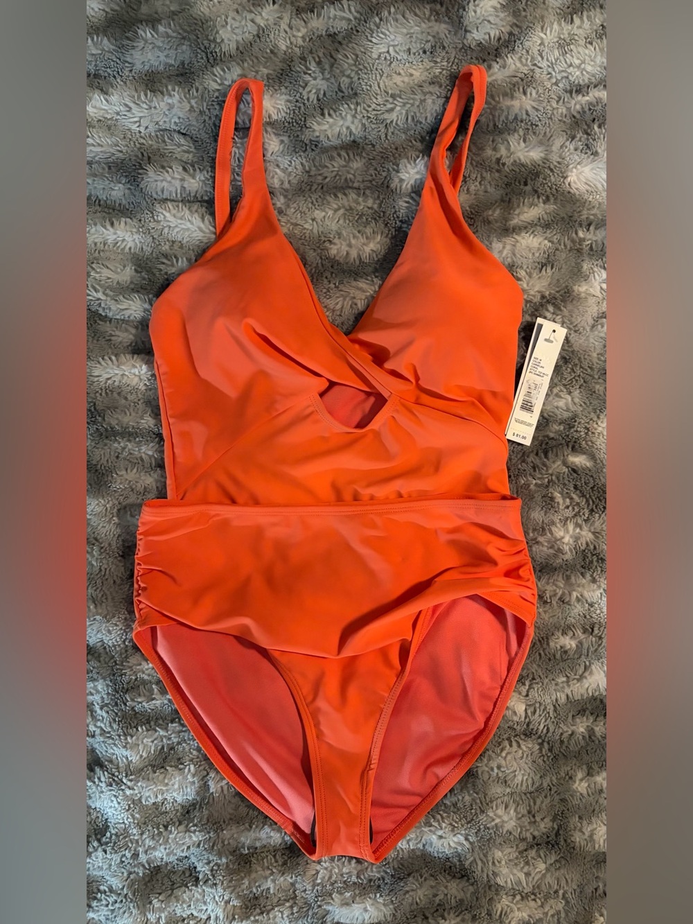 Tahari Orange Cutout One-Piece Swimsuit